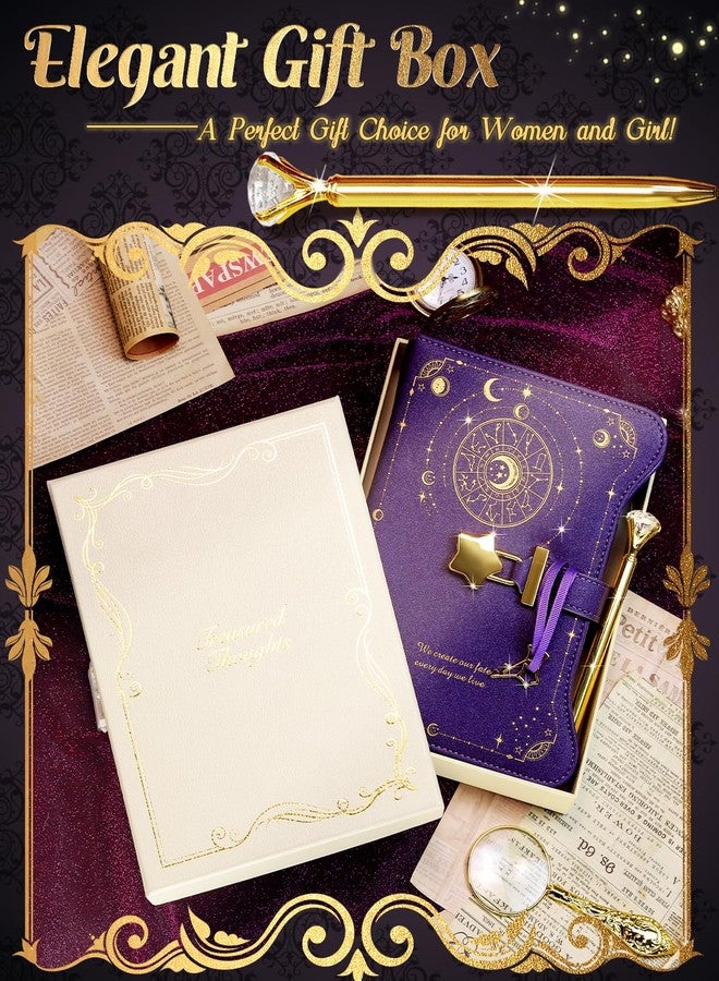 hi!SCI Diary with Lock and Keys for Girls and Women, Locking Diary for Gift Ideas with Gift Box and Pen and Bookmark, Journal for Women with 360 Kraft Pages, B6 Refillable Notebook with Lock for Writing (Deep Royal Purple) - Image 2